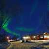 The Northern Lights above Sortland Camping and Motell