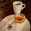 Dessert with cream and cloudberries