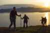 Midnight sun mountain hike with a group of people