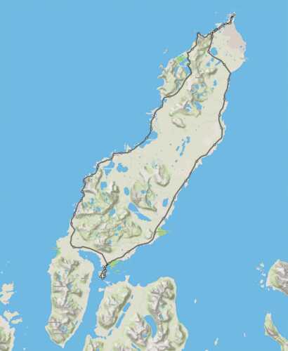 Kart over sykkelrute Andøya Rundt