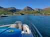 Sailing to Tunstad by speedboat.