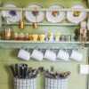 Plates and cups on the wall