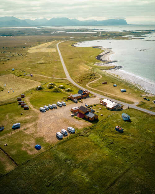 Oversiktsbilde av Stave Camping sett fra luften